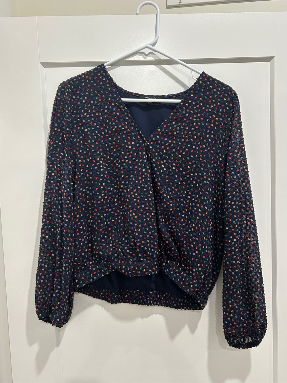 Madewell Navy V-Neck Blouse